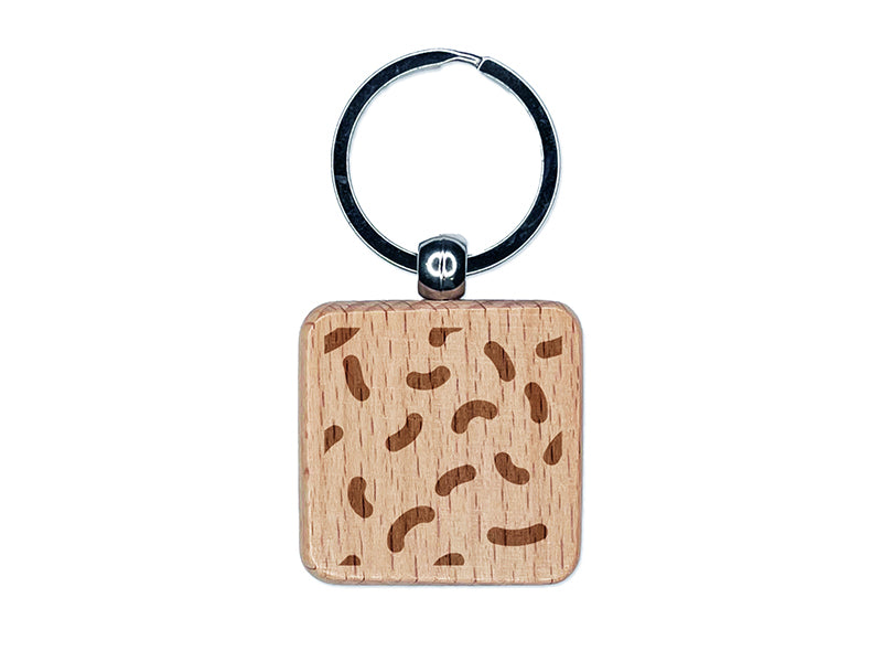 Abstract Squiggle Jelly Bean Pattern Background Engraved Wood Square Keychain Tag Charm
