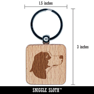 Beagle Face Profile Sketch Engraved Wood Square Keychain Tag Charm