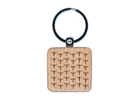 Bird Tracks Background Engraved Wood Square Keychain Tag Charm