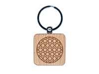 Golf Ball Outline Sport Engraved Wood Square Keychain Tag Charm