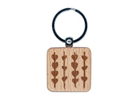 Heart Vines Background Sketch Engraved Wood Square Keychain Tag Charm