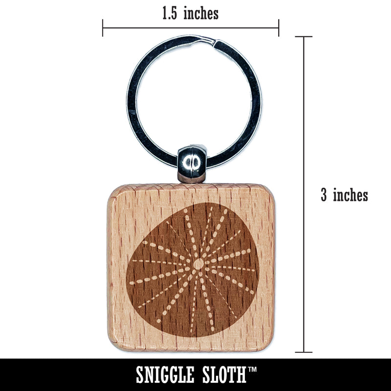 Sea Urchin Fun Engraved Wood Square Keychain Tag Charm