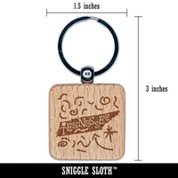 Tennessee State with Text Swirls Engraved Wood Square Keychain Tag Charm