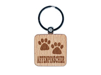 Affenpinscher Dog Paw Prints Fun Text Engraved Wood Square Keychain Tag Charm