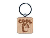Cool Penguin Engraved Wood Square Keychain Tag Charm
