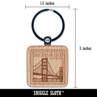 San Francisco California Destination Travel Engraved Wood Square Keychain Tag Charm