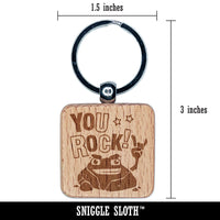 You Rock Engraved Wood Square Keychain Tag Charm