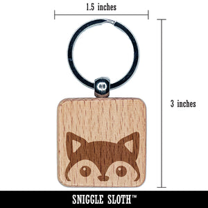 Peeking Fox Engraved Wood Square Keychain Tag Charm