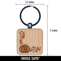 Pumpkin Fall Corner Harvest Halloween Thanksgiving Engraved Wood Square Keychain Tag Charm