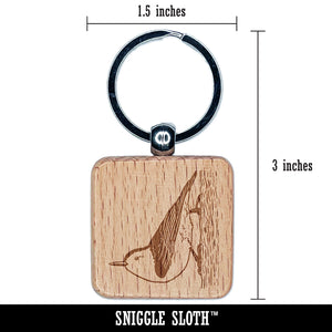 Active White-Breasted Nuthatch Engraved Wood Square Keychain Tag Charm