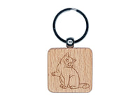 Affectionate British Shorthair Engraved Wood Square Keychain Tag Charm