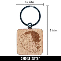 Affectionate Ragdoll Cat Engraved Wood Square Keychain Tag Charm