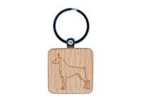 Courageous Doberman Pinscher Pet Dog Engraved Wood Square Keychain Tag Charm
