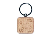 Energetic Jack Russell Terrier Pet Dog Engraved Wood Square Keychain Tag Charm