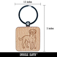 Friendly Labrador Retriever Pet Dog Engraved Wood Square Keychain Tag Charm