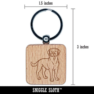 Friendly Labrador Retriever Pet Dog Engraved Wood Square Keychain Tag Charm