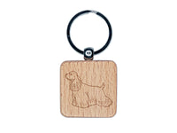 Good-Natured Cocker Spaniel Pet Dog Engraved Wood Square Keychain Tag Charm