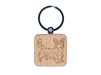 Loyal Cardigan Welsh Corgi Pet Dog Engraved Wood Square Keychain Tag Charm
