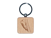 Red-Bellied Woodpecker Bird on Tree Engraved Wood Square Keychain Tag Charm