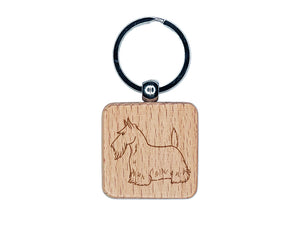 Serious Scottish Terrier Pet Dog Engraved Wood Square Keychain Tag Charm