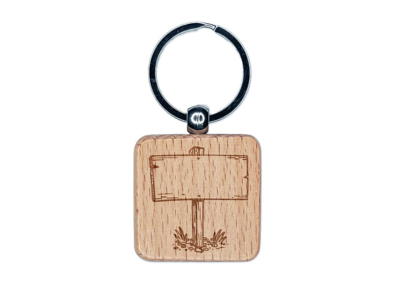 Blank Wooden Sign Post Engraved Wood Square Keychain Tag Charm