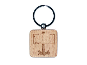 Blank Wooden Sign Post Engraved Wood Square Keychain Tag Charm