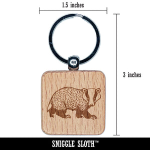 Curious Badger Engraved Wood Square Keychain Tag Charm