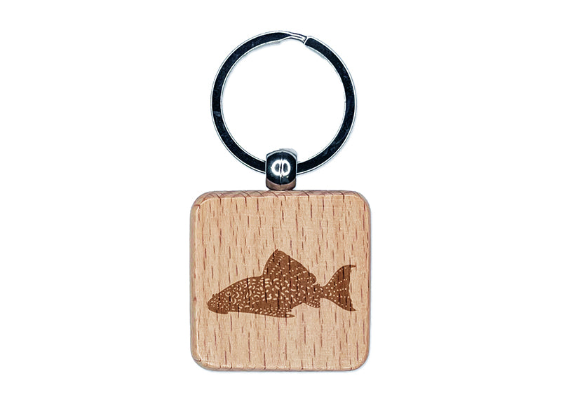 Plecostomus Algae Eating Aquarium Fish Engraved Wood Square Keychain Tag Charm