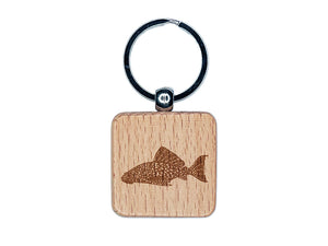 Plecostomus Algae Eating Aquarium Fish Engraved Wood Square Keychain Tag Charm