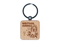 Virtual Cuddle Cuttlefish Engraved Wood Square Keychain Tag Charm