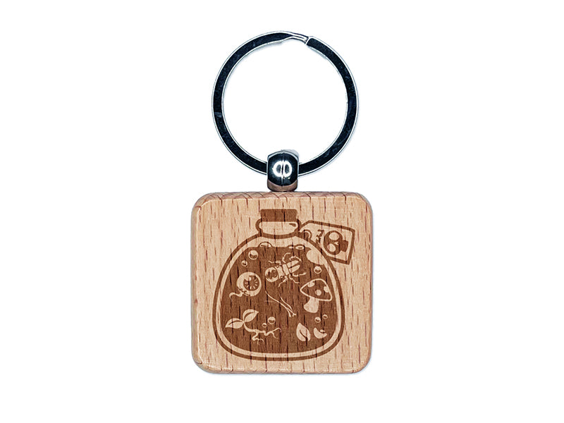Witch Brew Poison Potion Halloween Engraved Wood Square Keychain Tag Charm