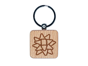 Christmas Bow Present Engraved Wood Square Keychain Tag Charm