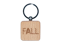 Fall Harvest Text Engraved Wood Square Keychain Tag Charm