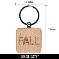 Fall Harvest Text Engraved Wood Square Keychain Tag Charm