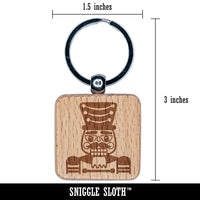 Nutcracker Christmas Engraved Wood Square Keychain Tag Charm