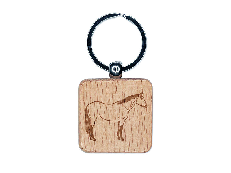 American Quarter Horse Buckskin Engraved Wood Square Keychain Tag Charm