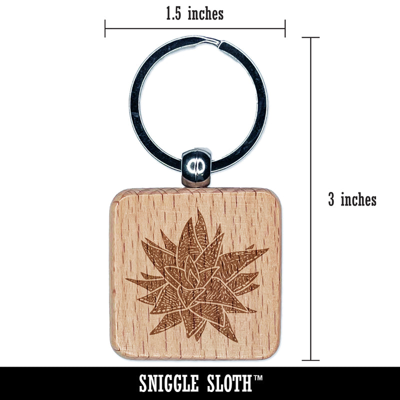Haworthia Limifolia var Striata Succulent Plant Engraved Wood Square Keychain Tag Charm