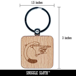 Playful Sugar Glider Hanging Engraved Wood Square Keychain Tag Charm