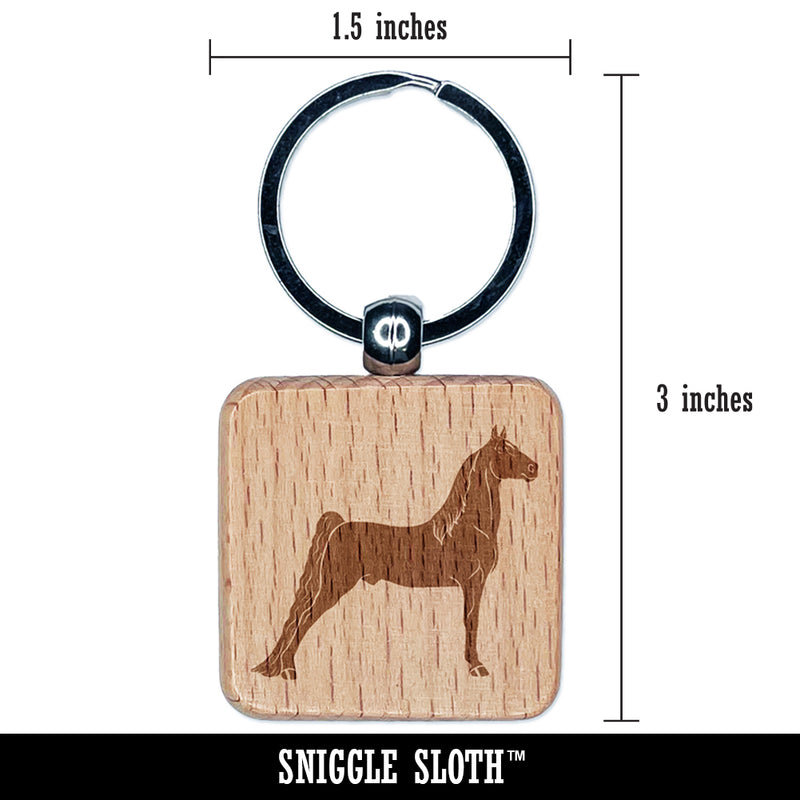 Posing Morgan Horse Engraved Wood Square Keychain Tag Charm