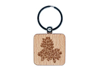 Sedum Rubrotinctum Jelly Bean Succulent Plant Engraved Wood Square Keychain Tag Charm