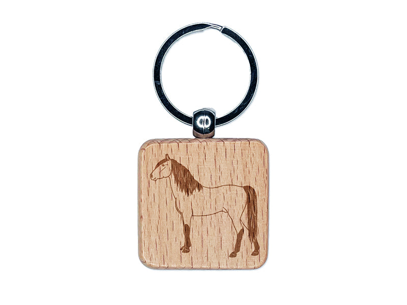 Stout Criollo Horse Engraved Wood Square Keychain Tag Charm