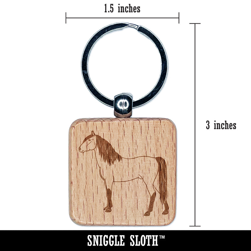 Stout Criollo Horse Engraved Wood Square Keychain Tag Charm