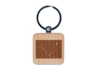 Alaska State Flag Engraved Wood Square Keychain Tag Charm