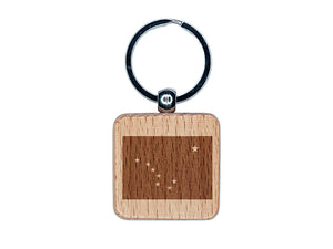 Alaska State Flag Engraved Wood Square Keychain Tag Charm