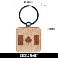 Canada Country Flag Engraved Wood Square Keychain Tag Charm