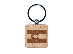 Colorado State Flag Engraved Wood Square Keychain Tag Charm