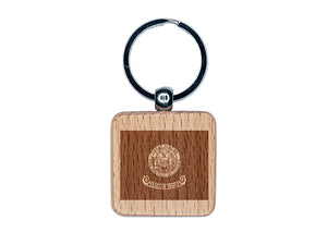 Idaho State Flag Engraved Wood Square Keychain Tag Charm