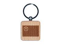 Nevada State Flag Engraved Wood Square Keychain Tag Charm