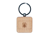 New Jersey State Flag Engraved Wood Square Keychain Tag Charm