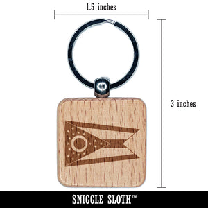 Ohio State Flag Engraved Wood Square Keychain Tag Charm